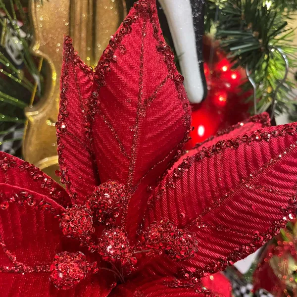 Floral^Direct Export Co. Red Velvet Poinsettia Stem