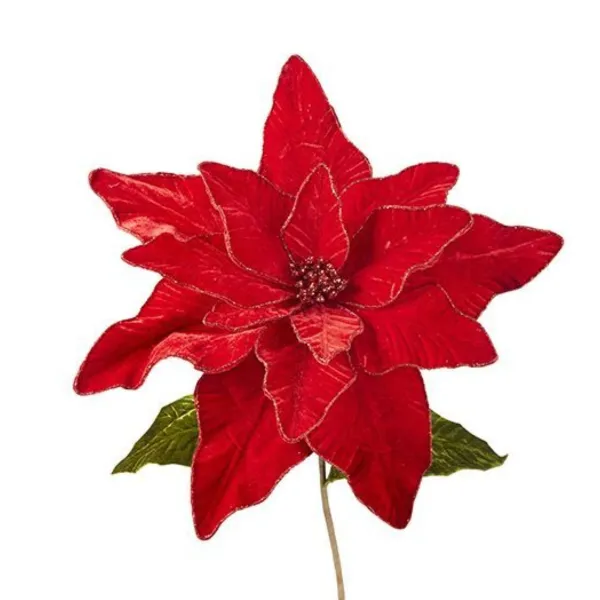 Stems^RAZ Red Velvet Poinsettia Stem