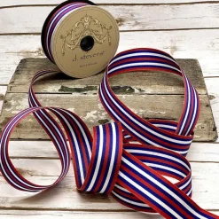 Ribbon^D. Stevens Red, White, & Blue Striped Ribbon, 1.5" X 25Yd