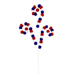 Floral^Liberty Floral Red, White, And Blue Felt Ball Curly Spray
