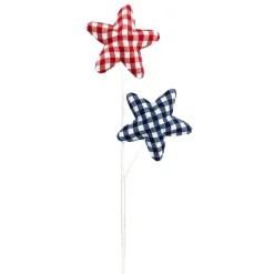 Floral^Liberty Floral Red, White, And Blue Gingham Star Spray