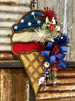 Wall Decor^Liberty Floral Red, White And Blue Ice Cream Burlee