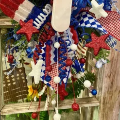 Floral^Liberty Floral Red, White And Blue Star Ball & Twist Spray
