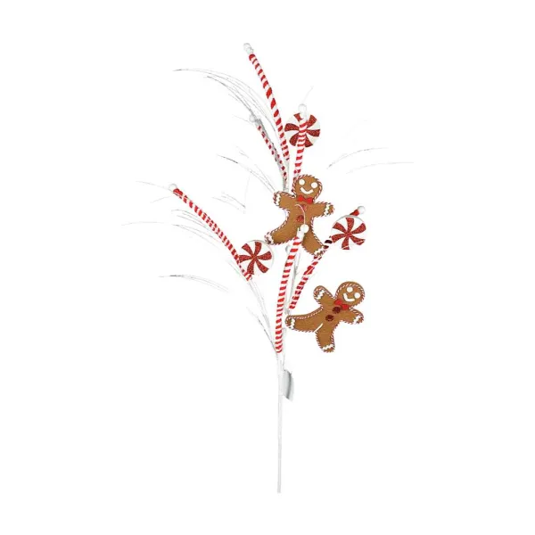 Floral^Direct Export Co. Red, White, And Brown Gingerbread Grass Spray