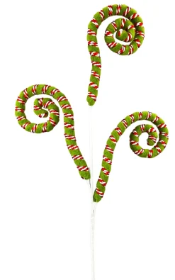 Floral^Liberty Floral Red, White, And Green Spiral Curly Spray