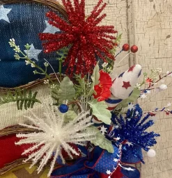 Sprays^Liberty Floral Red, White, Blue Glitter Pom Spray