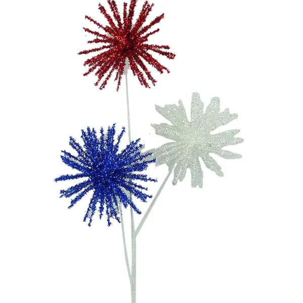 Sprays^Liberty Floral Red, White, Blue Glitter Pom Spray