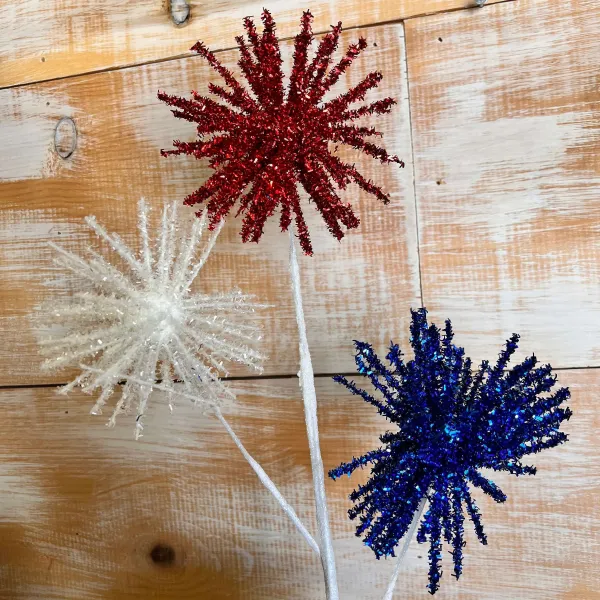 Sprays^Liberty Floral Red, White, Blue Glitter Pom Spray