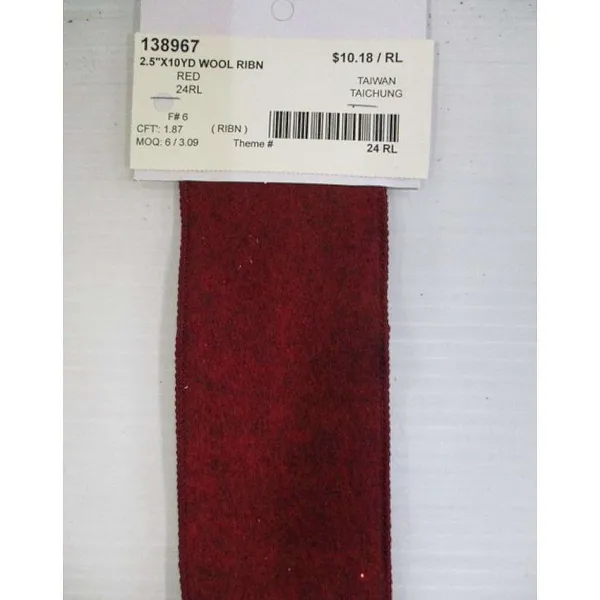 Ribbon^Direct Export Co. Red Wool Ribbon 2.5"X10Yd