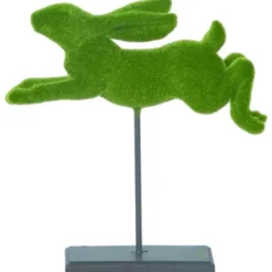 Table Decor^Transpac Resin Flocked Jumping Bunny