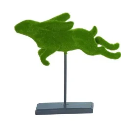 Table Decor^Transpac Resin Flocked Jumping Bunny