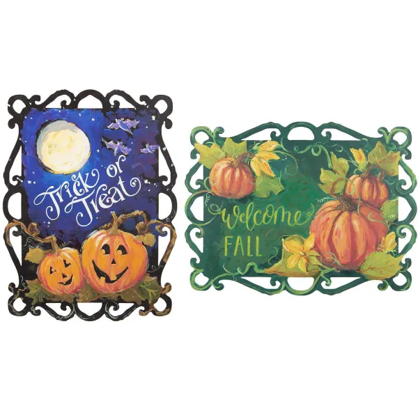 Focal Points^The Round Top Collection Reversible Fall And Trick Or Treat Sign