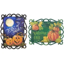 Hanging Decor^The Round Top Collection Reversible Fall And Trick Or Treat Sign