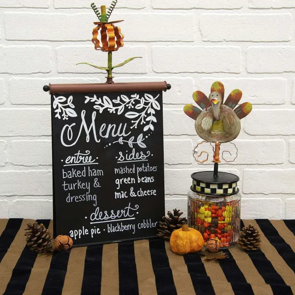 Table Decor^The Round Top Collection Ribbon Pumpkin Finial