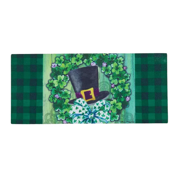 St. Patrick's Day^Evergreen Saint Patrick's Lucky Hat Wreath Sassafras Mat Insert