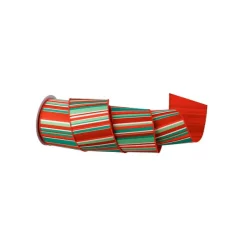 Ribbon^Regency Satin Holiday Stripe Ribbon, 4" X 10Yd