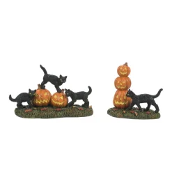 Table Decor^Department 56 Scary Cats And Pumpkins Set, Dept. 56 Village