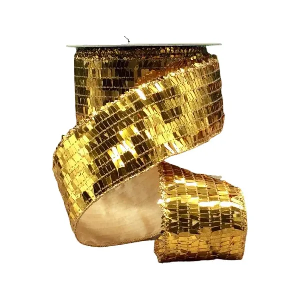 Happy New Year^D. Stevens Sequin La Garconne Bright Gold Ribbon, 2.5" X 10Yd
