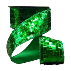 St. Patrick's Day^D. Stevens Sequin La Garconne Emerald Green Ribbon, 2.5" X 10Yd