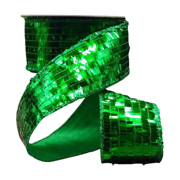 St. Patrick's Day^D. Stevens Sequin La Garconne Emerald Green Ribbon, 2.5" X 10Yd
