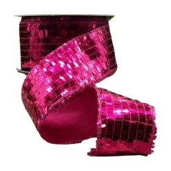Ribbon^D. Stevens Sequin La Garconne Hot Pink Ribbon, 2.5" X 10Yd
