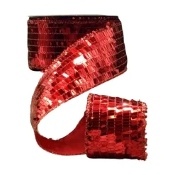 Ribbon^D. Stevens Sequin La Garconne Red Ribbon, 2.5