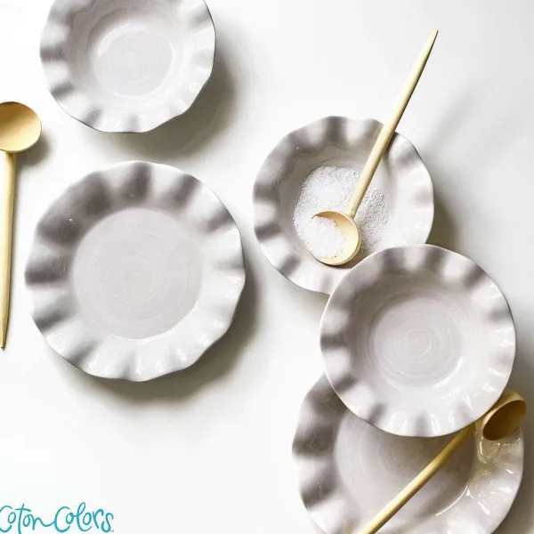 Kitchen & Dining^Coton Colors Signature White Ruffle Dipping Bowl By