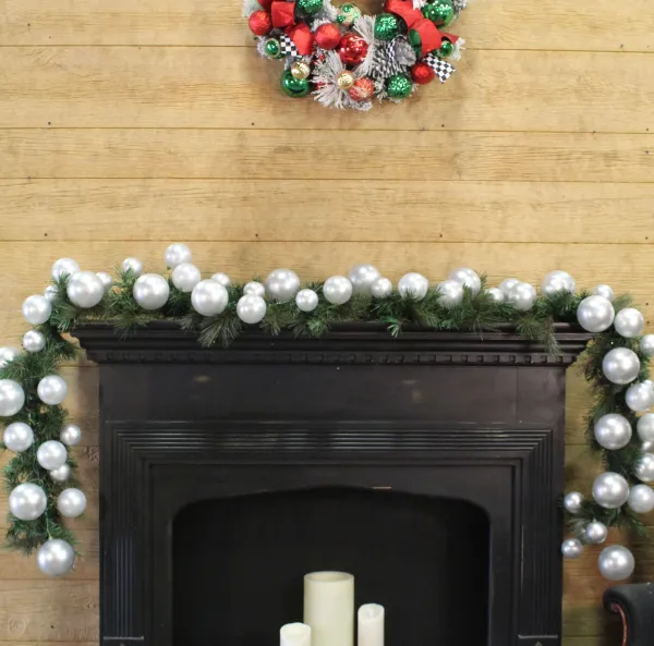Garlands^Farrisilk Silver Ball Garland, 10'