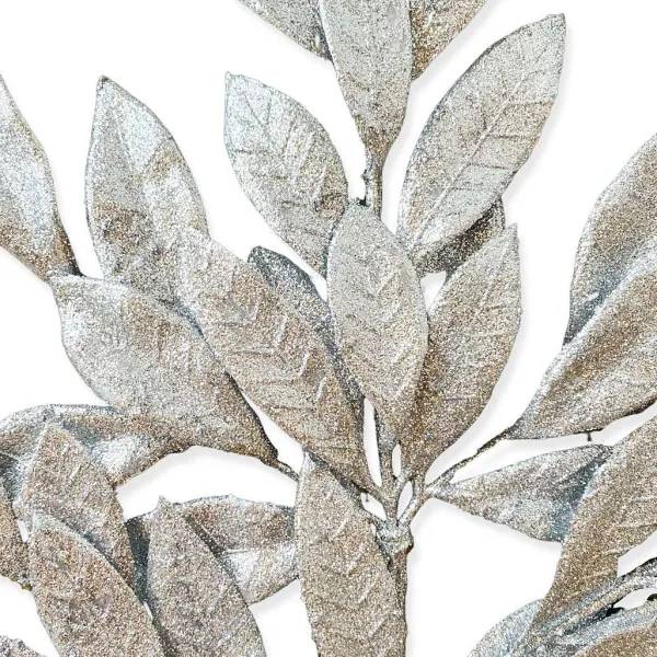 Floral Decor^Direct Export Co. Silver Bay Leaf Glitter Spray