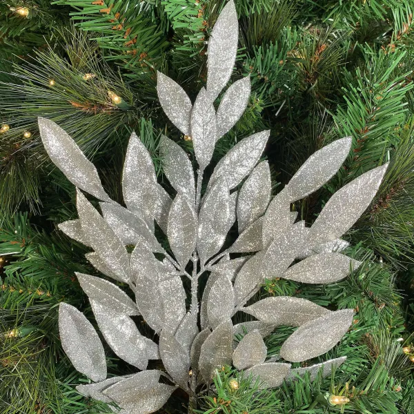 Floral Decor^Direct Export Co. Silver Bay Leaf Glitter Spray