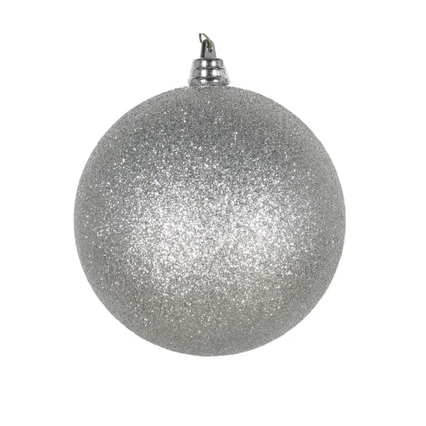 Winter^Farrisilk Silver Glitter Ball Ornament, 8"