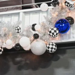 Winter^Farrisilk Silver Glitter Ball Ornament, 8