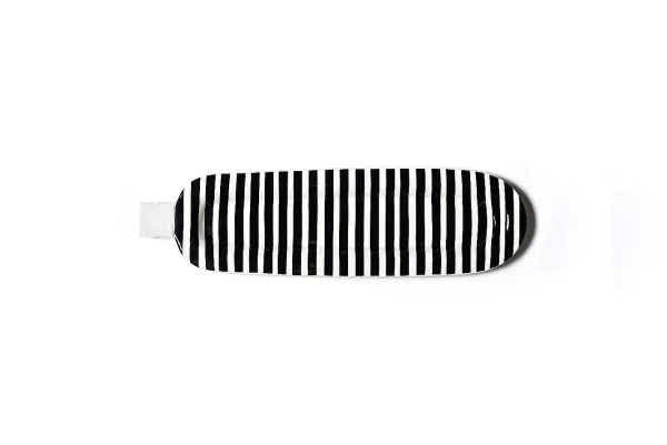 Table Decor^Happy Everything Skinny Oval Black Stripe Mini Entertaining Platter By !