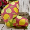 Spring Ribbon^D. Stevens Sliced Lemons Pink Ribbon, 4" X 10Yd