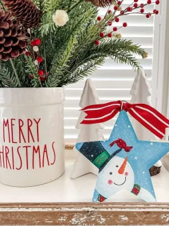 Table Decor^The Round Top Collection Snowman & Curious Cardinal Star Charm