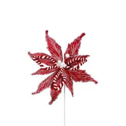 Stems^Liberty Floral Snowy Peppermint Poinsettia Stem