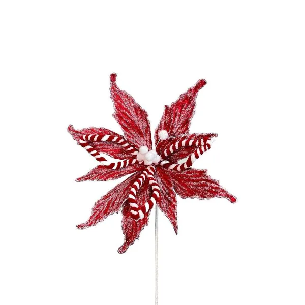 Stems^Liberty Floral Snowy Peppermint Poinsettia Stem