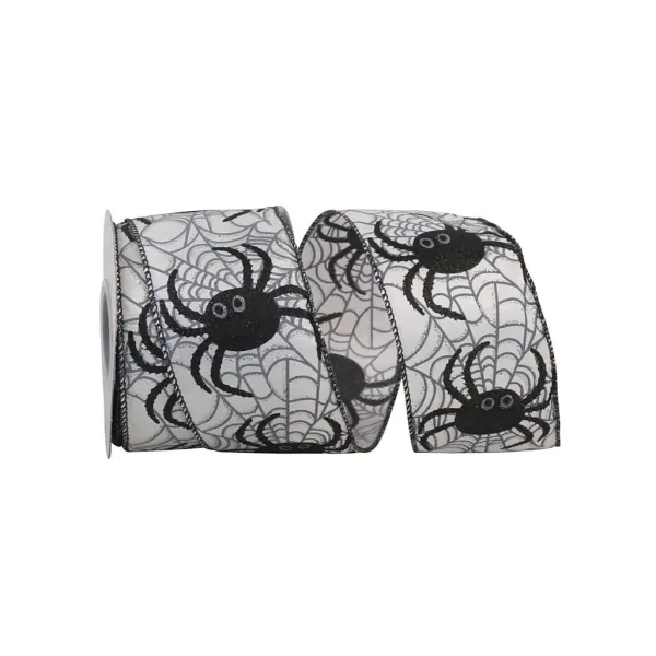 Ribbon^Reliant Ribbon Spider Web Glitter Halloween Ribbon, 2.5" X 10Yd