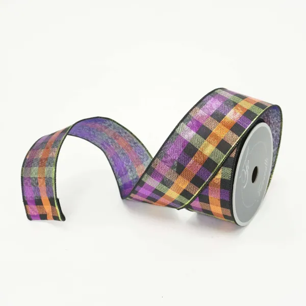 Ribbon^Farrisilk Spooky Plaid Ribbon, 2.5" X 10Yd