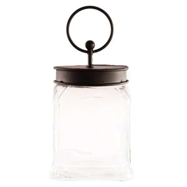 Table Decor^The Round Top Collection Square Glass Jar With Black Lid By