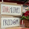 Signs^Transpac Stars And Stripes Wood Frame Metal Block