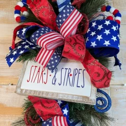 Signs^Transpac Stars And Stripes Wood Frame Metal Block