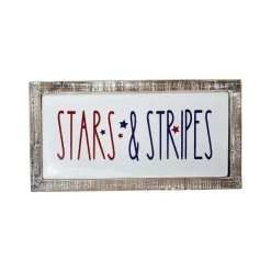 Wall Decor^Transpac Stars And Stripes Wood Frame Metal Block