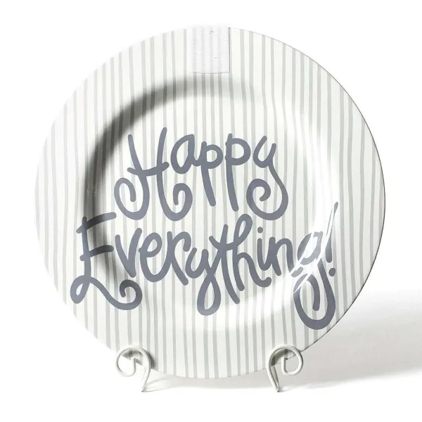 Kitchen & Dining^Happy Everything Stone Skinny Stripe Big Round Platter By !