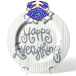 Table Decor^Happy Everything Stone Skinny Stripe Big Round Platter By !