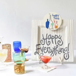 Kitchen & Dining^Happy Everything Stone Stripe Square Big Entertaining Platter By !