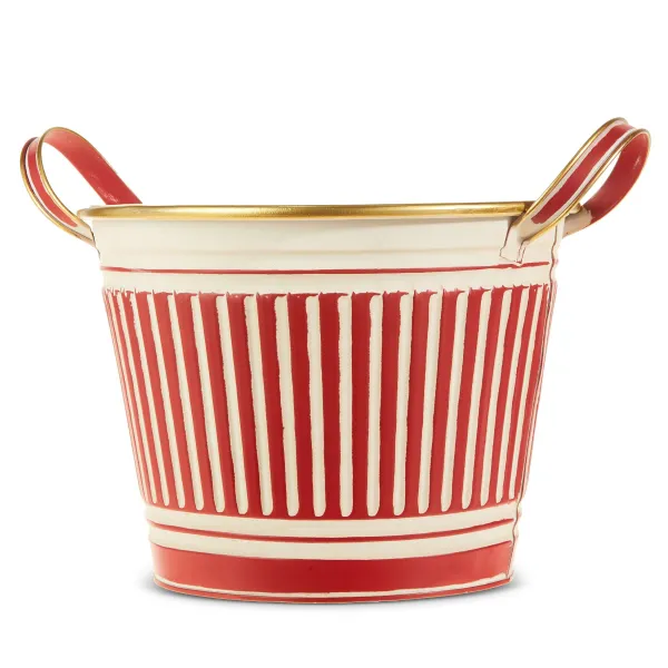 Table Decor^RAZ Striped Galvanized Handle Bucket