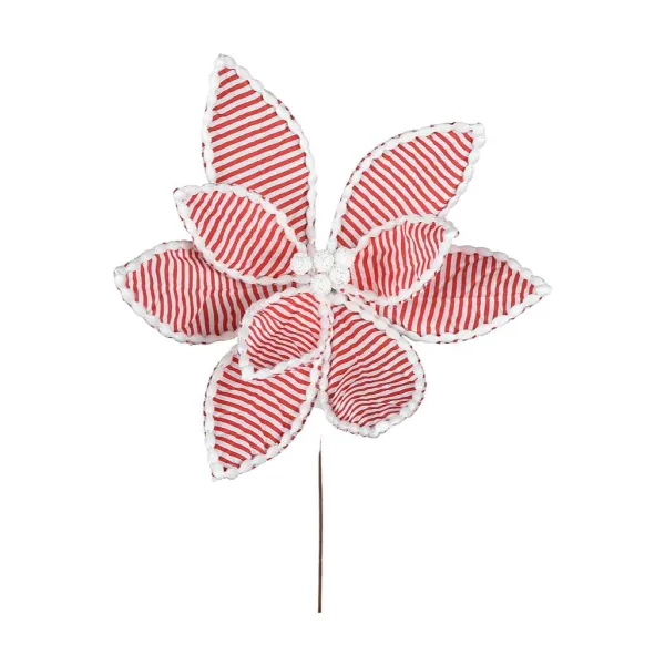 Floral Decor^Direct Export Co. Striped Poinsettia Pick