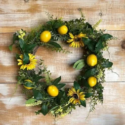 Wall Decor^Liberty Floral Sunflower Lemon Mix Lvs Wreath