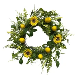 Wall Decor^Liberty Floral Sunflower Lemon Mix Lvs Wreath
